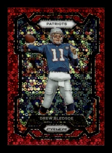 2023 Panini Prizm Football Drew Bledsoe #203 No Huddle Red Disco /70 - Foto 1 di 2