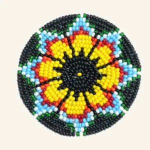 Rosetta di perle di semi di zucca 2,5 pollici, medaglione patch, forniture Regalia - Foto 1 di 2