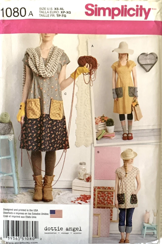 Simplicity Sewing Pattern 1080 Misses' Dottie Angel Dress or Tunic 2015 Uncut