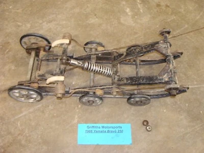 1986 Yamaha Bravo BR250 80V skid rear suspension rails skidframe bogies hyfax - Image 1 of 4