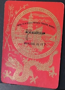 Playing Cards Single Card Old Antique Wide Lacquer DRAGON JUNK BOAT Advertising - Picture 1 of 3
