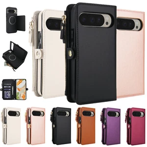 Estuche tipo billetera de cuero desmontable con correa para Google Pixel 9A/9Pro XL/9Pro/9/8 Mag - Imagen 1 de 64