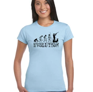 Hunting Evolution Womens Funny T-Shirt Hunter Clay Pigeon Shooting Target Gun - Picture 1 of 10