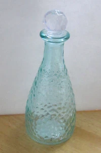 Decorative Hammered Beautiful Blue Glass Bottles W/ Stopper 6.875 x 2.625 in. - Picture 1 of 4