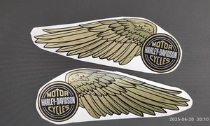 Harley davidson gold silver wings tank decal sticker kit 9,85x3,55" inches - Picture 1 of 5