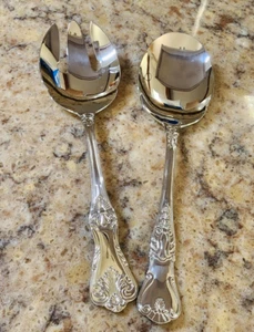 Wallace Silver Hotel Lux  Salad Serving Set Fork & Spoon - Picture 1 of 11
