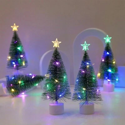 Mini Christmas Tree Gift with LED Lights Tabletop Ornaments Home Decor Party - Image 1 of 4