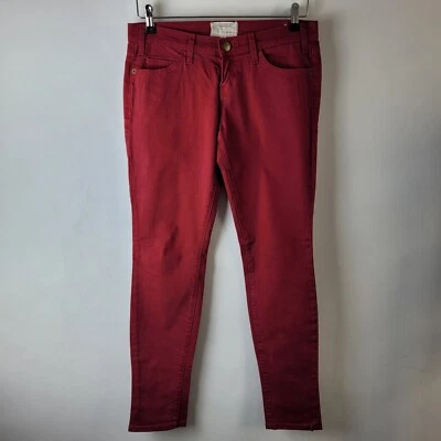 Pantalones de mezclilla ajustados de algodón informales Current/Elliott para mujer talla 26 rojos al tobillo Foto 1 de 4