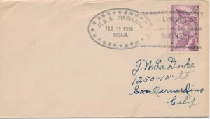 Naval cover USS Maryland 2/12/1936 Lincolns Birthday Stars Oval fancy cancel - Picture 1 of 1