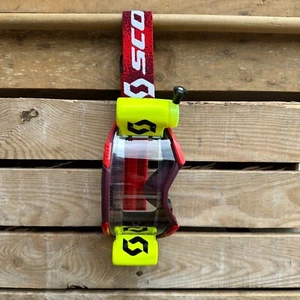 SCOTT FURY WFS ROLL-OFF MOTOCROSS MX ENDURO GOGGLES - RED / NEON YELLOW - Picture 1 of 3