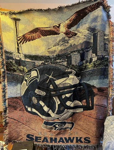 Seattle Seahawks Throw Blanket NFL Space Needle Woven Tapestry Northwest 48x60 Cover