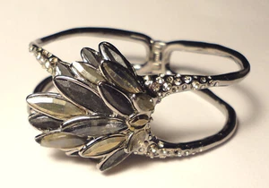 PULSERA con bisagras ALEXIS BITTAR genuina de LABRADORITA/cristal GUNMETAL - Imagen 1 de 5