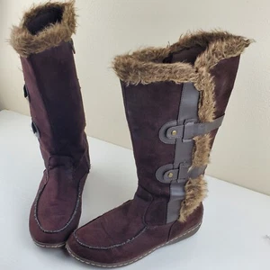 Airwalk Damengröße 8,5 pelzig warm braun hohe Stiefel seitlicher Reißverschluss  - Bild 1 von 15
