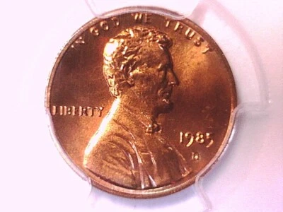 1985 D Lincoln Memorial Cent Penny PCGS MS 67 RD 34983730 Light Toning - Image 1 of 3