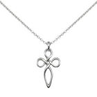 Womens Silver Christian Cross Pendant Necklace Stainless Steel Celtic Infinity