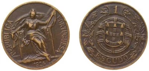 Portugal 1924 1 Escudo Aluminium-bronze (Cu 950 + Al 50) XF - Picture 1 of 1