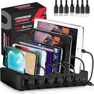 SALE! Poweroni Premium USB Charging Dock 6 Port Fast Charging Multiple Devices - Picture 1 of 12