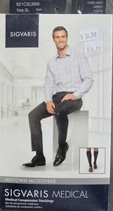 Sigvaris Midtown Microfiber 15-20 mmHg Compression Socks Mens SL Knee-Hi Black - Picture 1 of 3
