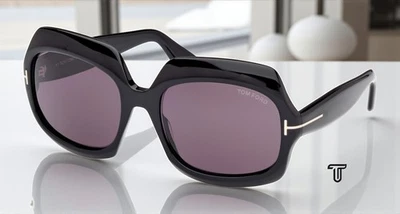 Tom Ford FT1155 01A Acetate Shiny Black Smoke 60 mm Women's Sunglasses - Image 1 of 4