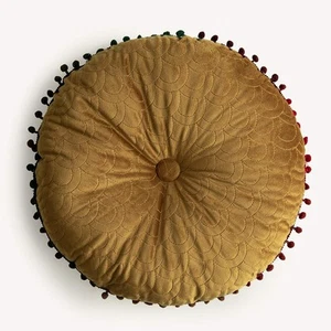 Velvet Soft Round Chair Pads Cute Gradient Pom Pom Indoor Dining Chairs Cushi... - Picture 1 of 7