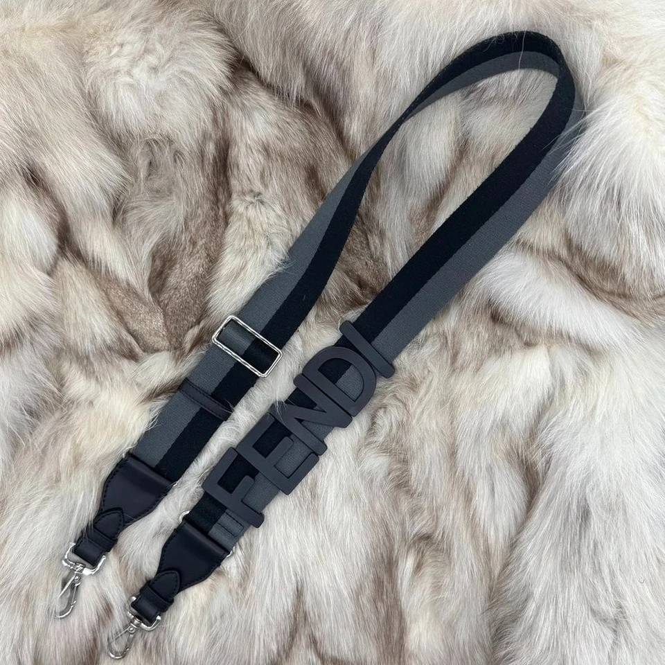 Correa de hombro FENDI de lona gris negro logotipo #215 Foto 1 de 4