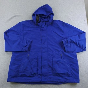 Lands End Jacket Mens 3XL Blue Nylon Hooded Vintage Winter Parka Wind Resistant - Picture 1 of 18