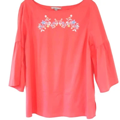 Blusa Valerie Stevens para mujer talla L naranja floral bordada hada primavera nueva con etiquetas Foto 1 de 4