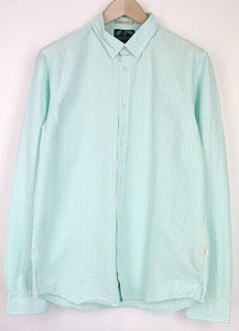 SCOTCH & SODA Ams Couture Men Shirt L Aqua Blue Pure Cotton Striped Long Sleeved - Picture 1 of 8