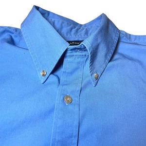 Camicia Lands End con bottoni uomo M/T blu manica lunga abito camicia business - Foto 1 di 10