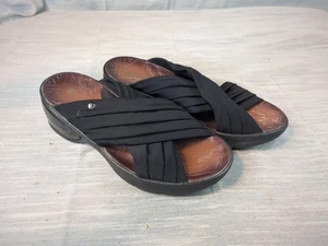 Bzees Desire Platform Sandals 10W Wedge Heel Black Criss Cross Y2K Travel Resort - Picture 1 of 8
