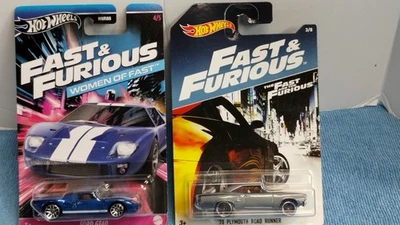 HOT 🔥 WHEELS FAST & FURIOUS '70 Plymouth Road Runner/ Ford GT 40 2016 2022 MICs - Image 1 of 4