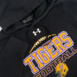 UNDER ARMOUR Coldgear Adult Size S Black Loose-Fit LSU TIGERS FOOTBALL Hoodie - Picture 1 of 7
