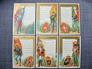 6 Chromos Publicitaires Hymnes Militaires Galeries Rémoises - Reims - Partition - Picture 1 of 2