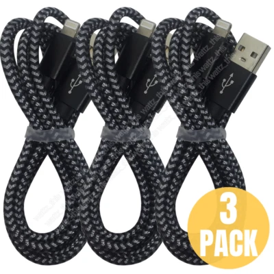 Braided Fast Charger Cable Heavy Duty USB Cord For iPhone 14 13 12 11 X XR 8 7 6 - Image 1 of 4