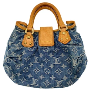 LOUIS VUITTON Pleaty M95020 Monogram Denim Blue Mini Handbag W27cm×D7cm×H20cm - Picture 1 of 6