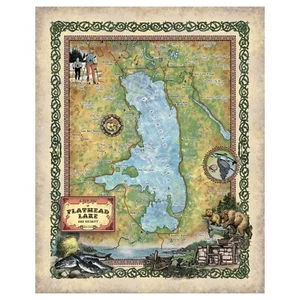 Arte de pared con impresión de mapa de Flathead Lake and Vicinity para decoración del hogar y regalo - Imagen 1 de 9
