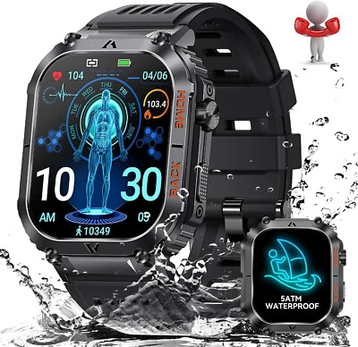 Smartwatch Herren mit Telefonfunktion Armbanduhr Watch für iPhone Samsung Huawei - Bild 1 von 4