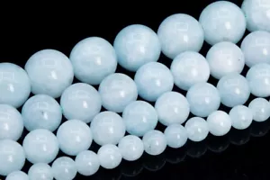 Quartz Beads Aquamarine Blue Color Round Grade AAA Loose Beads 6/7-8/10/12MM - Picture 1 of 11