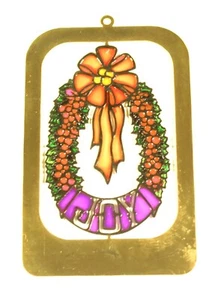 Messing vergoldet geätzt FREUDE Kranz Sackleinen Schleife Christbaumschmuck GESCHENKE - Bild 1 von 4