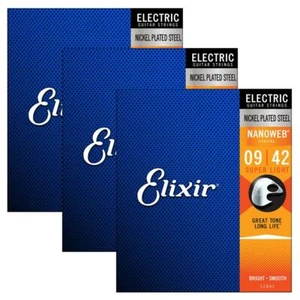 Confezione da 3! Elixir Super Light 9-42 Stringhe Elettriche Nichelate Nanoweb 12002 - Foto 1 di 1