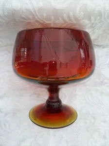 Blenko Wayne Husted #629 Amberina Footed Compote w/ Sticker - Picture 1 of 11