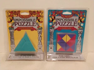 Almost Impossible Puzzle 4 PIECE PYRAMID and FOUR CUBE Binary Arts Lot of 2 - Picture 1 of 12