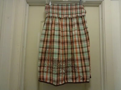 FALDA DE ALGODÓN FLORES PINTURA TRANSPARENTE A CUADROS COLEGIALA L Foto 1 de 4