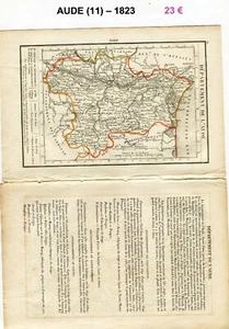 Dépt 11 - XIX ème Siècle Belle Petite Carte avec 2 Pages de Renseignements 1823 - Picture 1 of 1