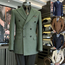 High Quality Wool Blend Men's Suit Coat Double Breasted Peak Lapel coat