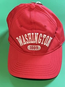 Washington 1889 Strap Back Men’s Casual Adjustable Red Embroidered Ball Cap - Picture 1 of 5
