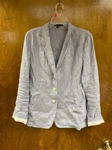 Women "Theory" light blue 3 button up light jacket. size 12. P.O. - Picture 1 of 2