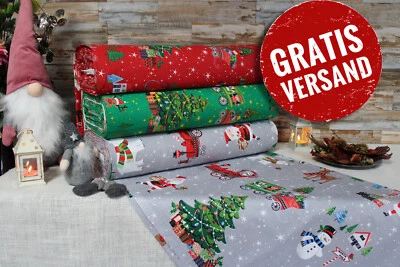 2.4m x ab 1m Weihnachtsstoffe Popeline Baumwolle Stoffe Baumwollstoff Meterware - Bild 1 von 4