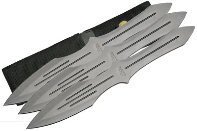 NEW Throwing Knife Set 3Pc Silver Stainless 10" Premium Heavy Pro Sport + Sheath - Image 1 of 3