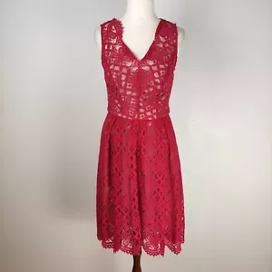 Alannah Hill Womens Dress Size 8 Red Lace Fit Flare Formal Event Occasion - Picture 1 of 10